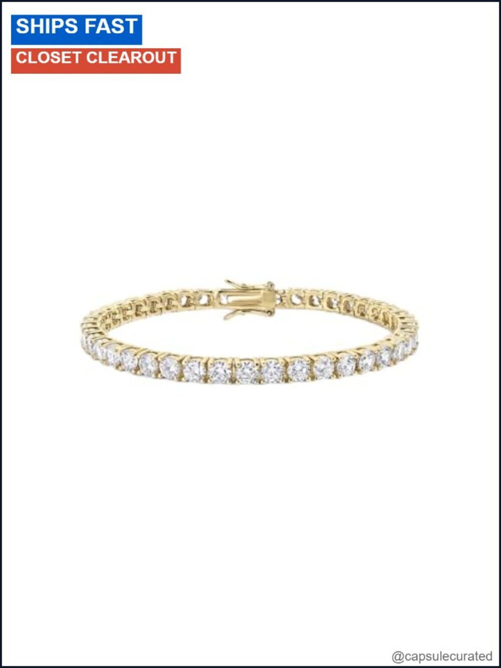 14k Gold Plated Tennis Chain Bracelet Adjustable Stackable Everyday Jewelry